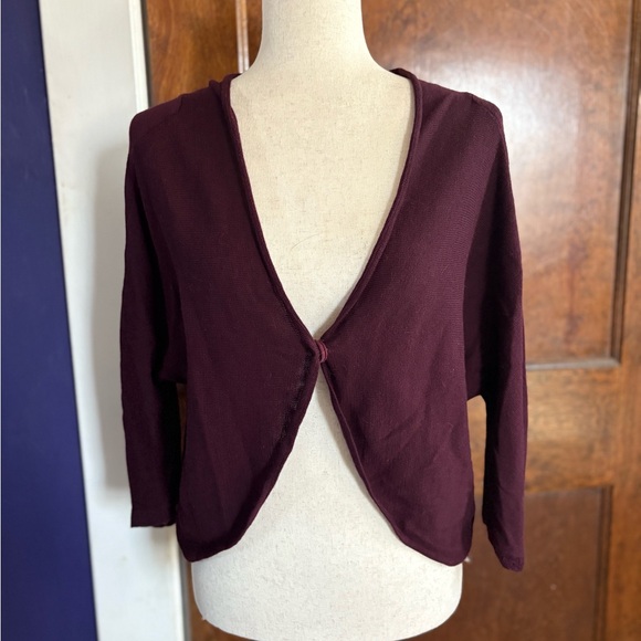 Anthropologie Sweaters - Moth Anthropologie Eggplant Aubergine Snap Front Lightweight Cotton Cardigan
